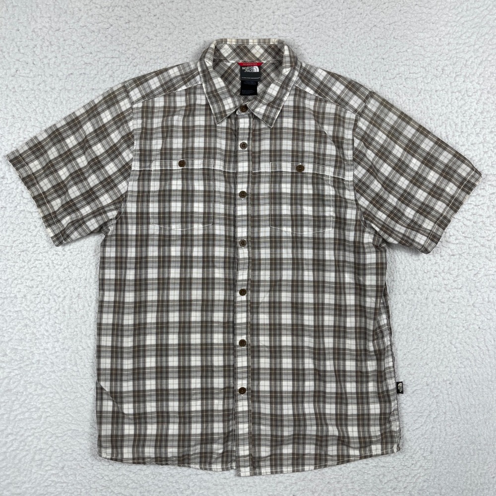 The North Face‎ Button Down Shirt Mens Large Brown Plaid Short Sleeve Outdoor